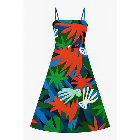 Ann Taylor Factory Tropical Print Sundress Multicolor Fit & Flare Size 2 - Picture 2 of 6